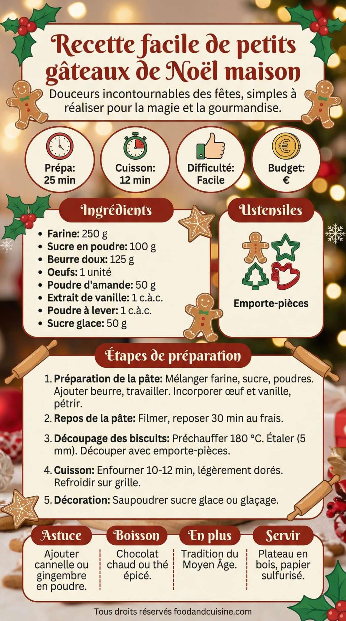 Infographie de la recette Recette facile de petits gâteaux de Noël maison Infographie de la recette Recette facile de petits gâteaux de Noël maison