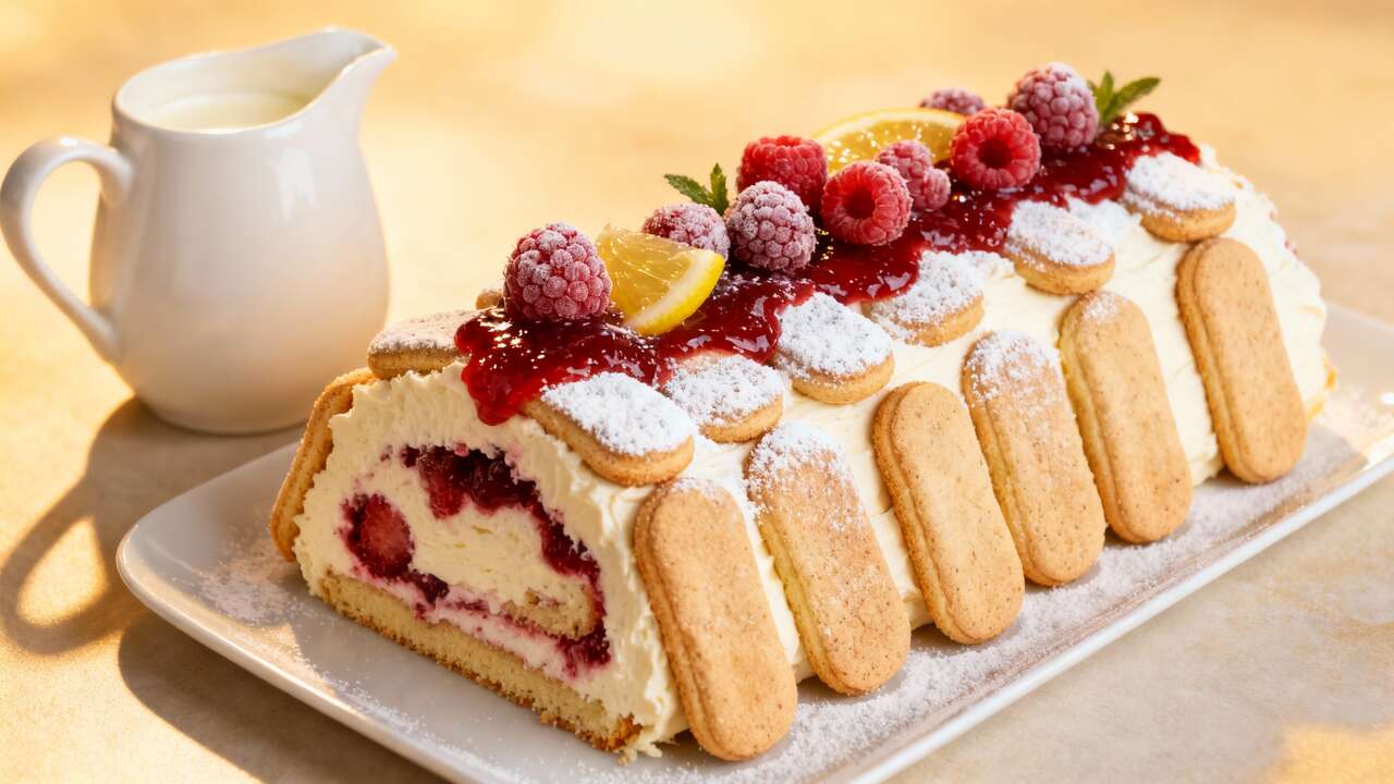 Bûche de Noël au mascarpone et framboises à l'Airfryer : recette facile