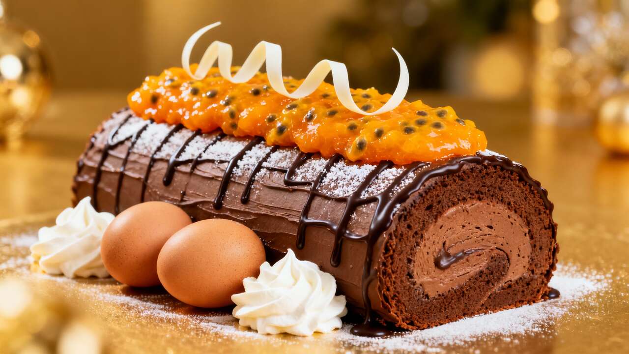 Bûche au chocolat et passion de Cyril Lignac : recette gourmande