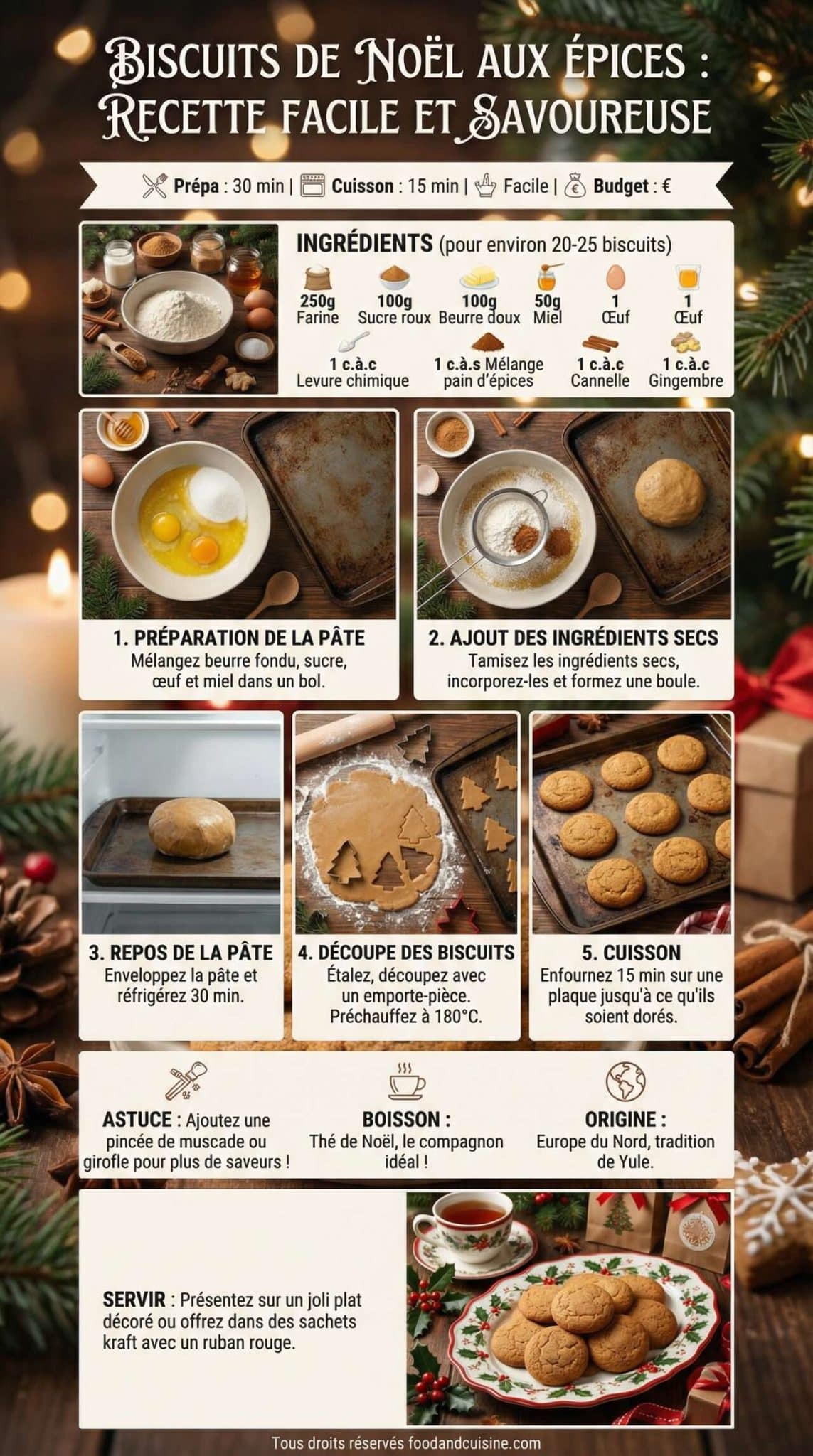 Fiche recette Biscuits de No&euml;l aux &eacute;pices : recette facile et savoureuse
