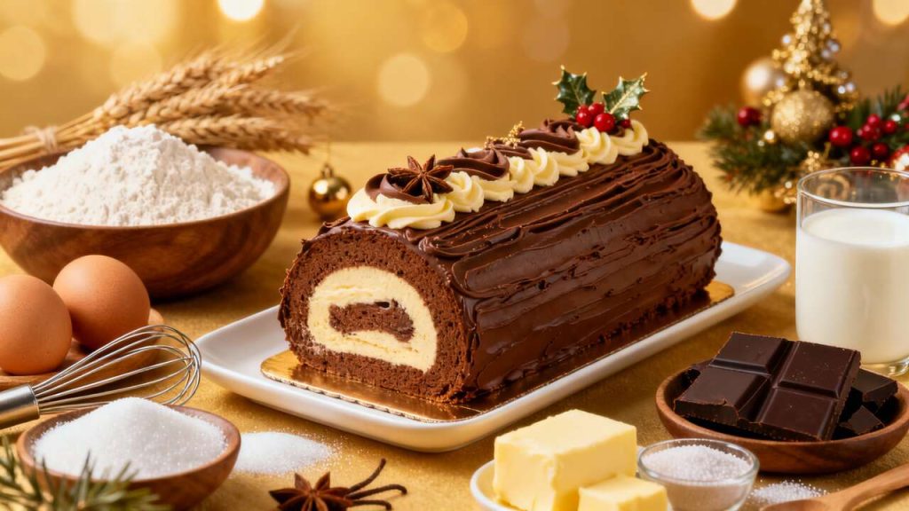 Bûche de Noël à la crème pâtissière et chocolat à l'Airfryer