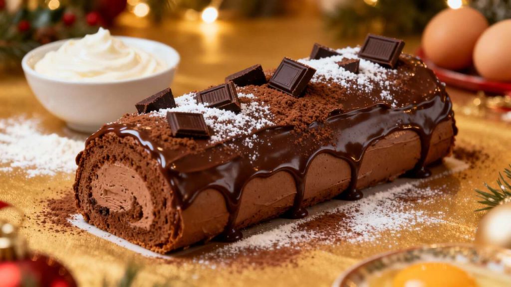 Bûche de Noël légère au chocolat avec Thermomix : recette facile