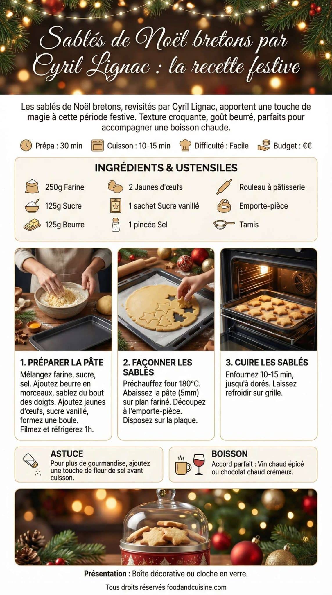 Fiche recette Sabl&eacute;s de No&euml;l bretons par Cyril Lignac : la recette festive