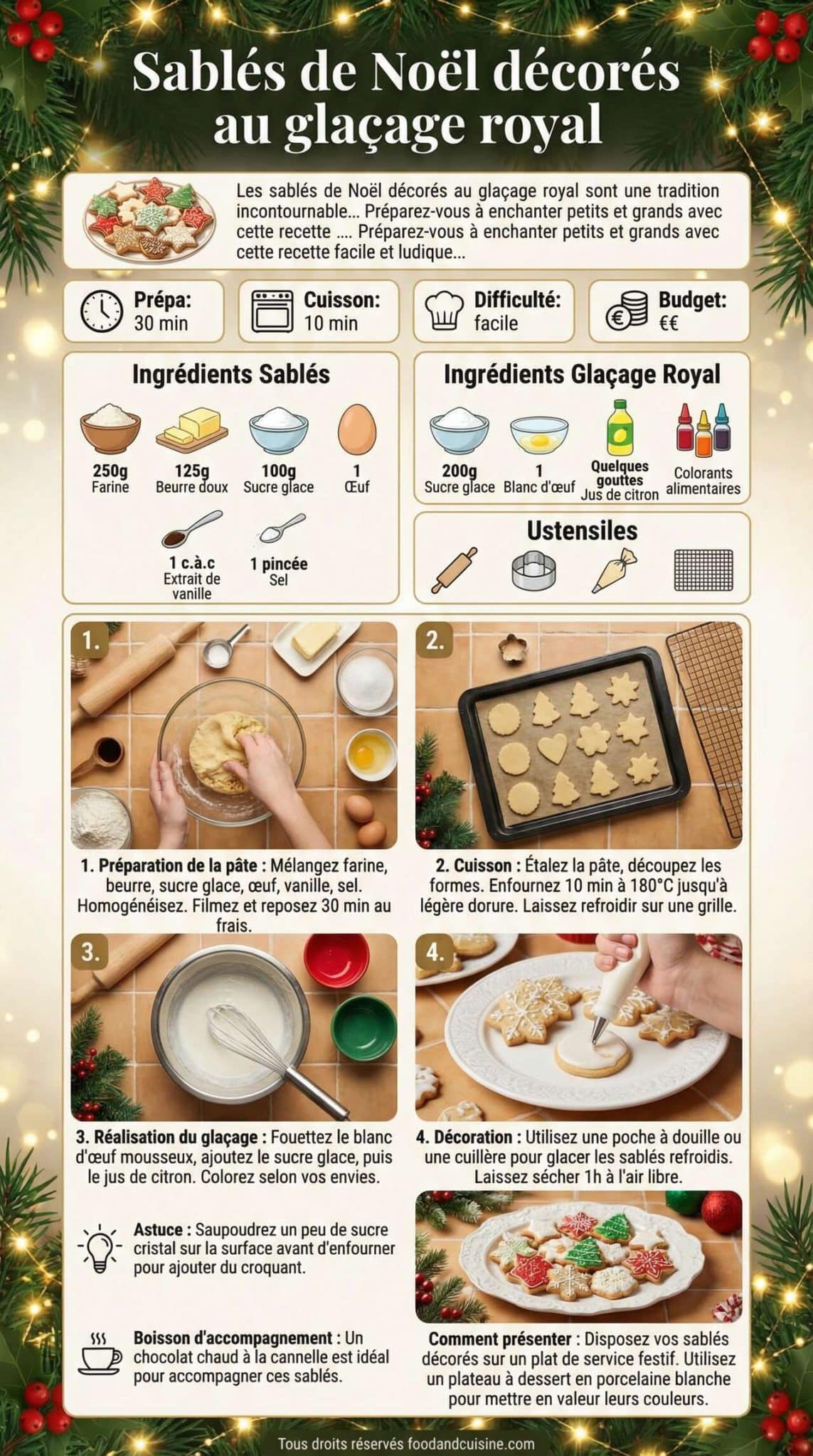 Fiche recette Sabl&eacute;s de No&euml;l d&eacute;cor&eacute;s au gla&ccedil;age royal
