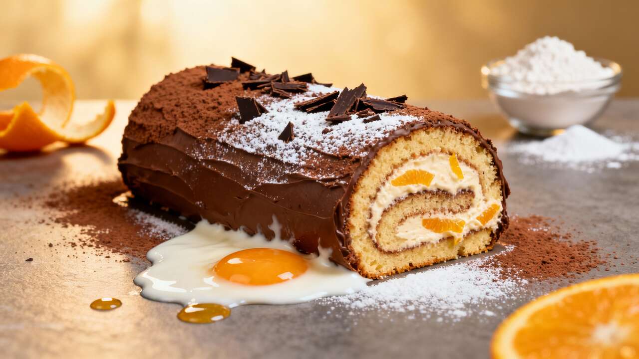Bûche de Noël légère : chocolat et orange