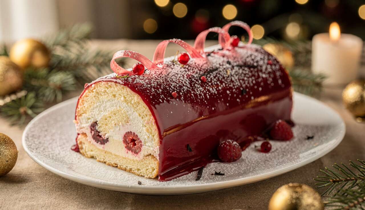 Bûche de Noël vanille et fruits rouges facile à réaliser