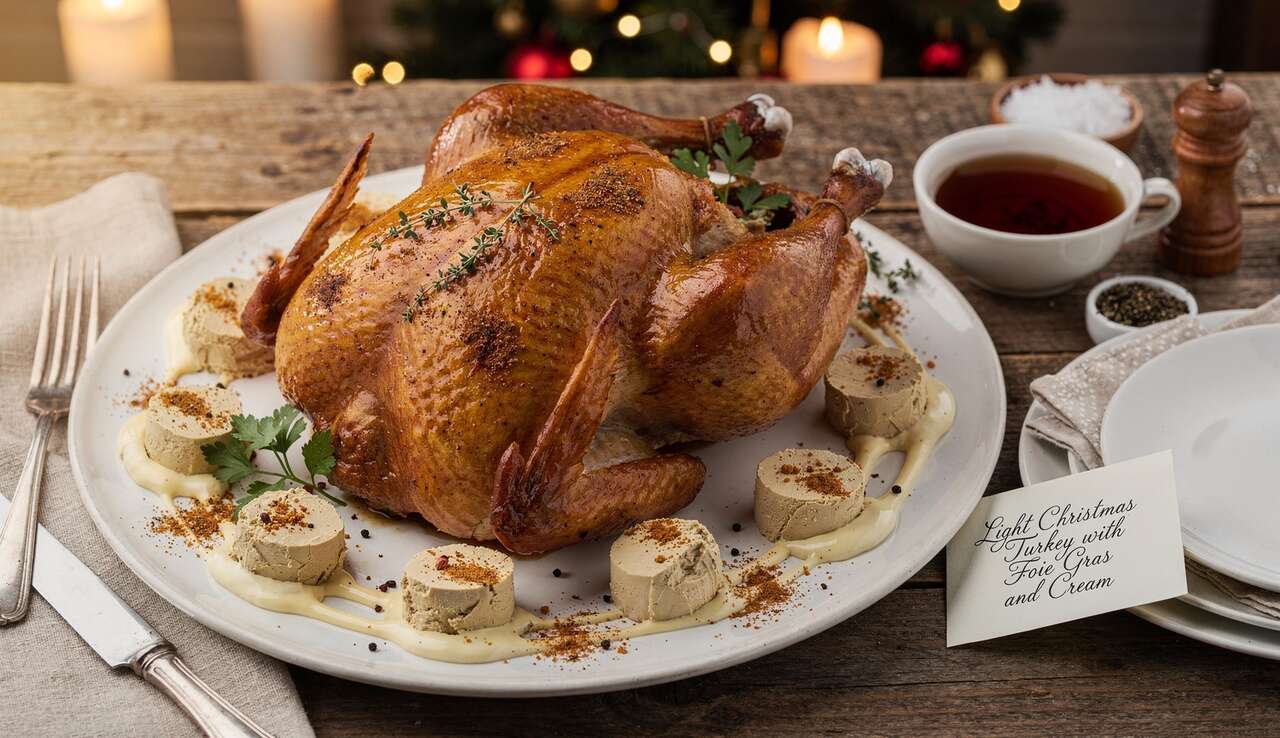 Dinde de Noël légère au foie gras et crème