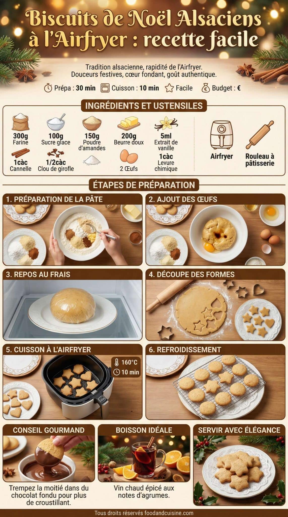 Fiche recette Biscuits de Noël alsaciens à l'Airfryer : recette facile Fiche recette Biscuits de Noël alsaciens à l'Airfryer : recette facile