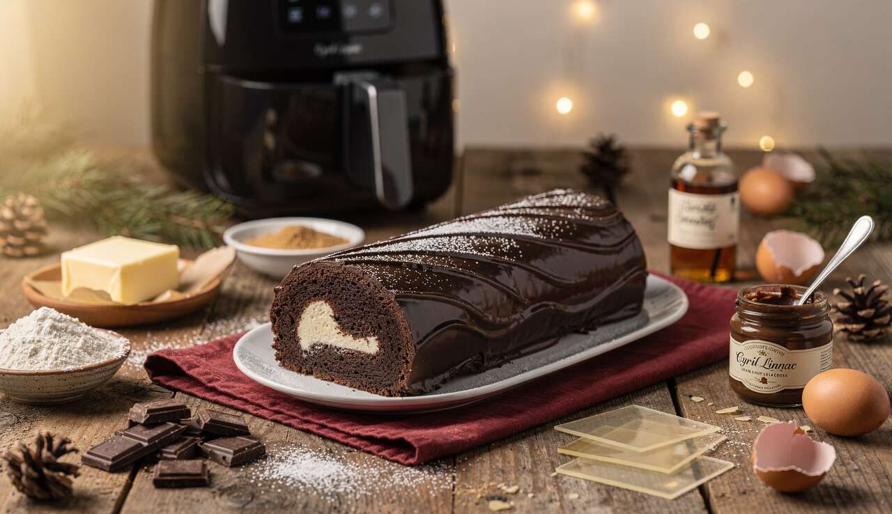 Bûche de Noël de Cyril Lignac à l'airfryer : recette facile et délicieuse