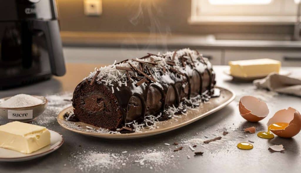 Bûche de Noël chocolat noix de coco à l'Airfryer : recette facile