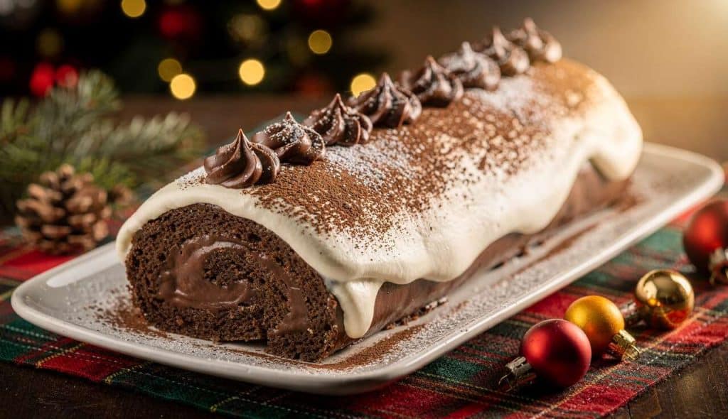 Bûche de Noël facile : noisette et chocolat praliné