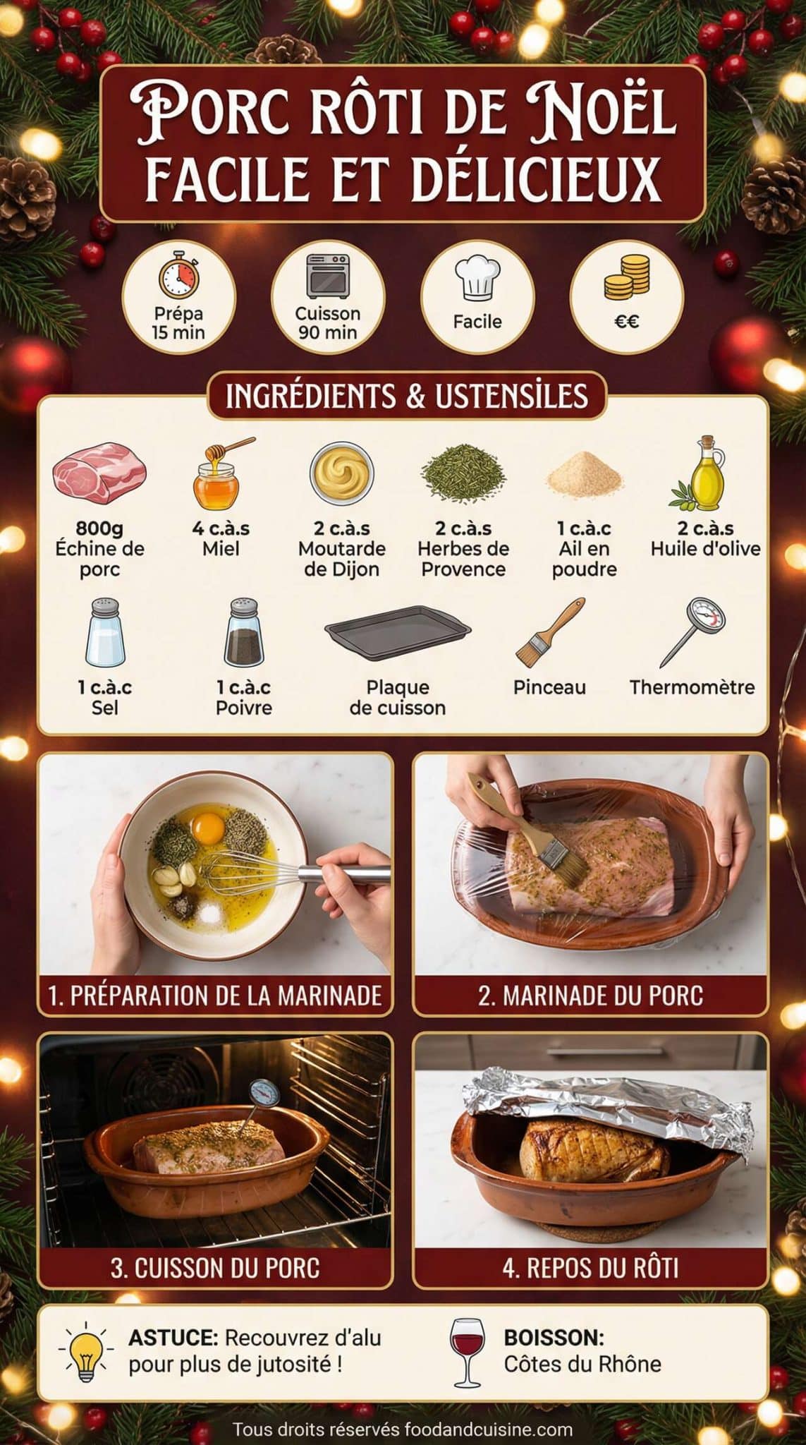 Fiche recette Porc r&ocirc;ti de No&euml;l facile et d&eacute;licieux