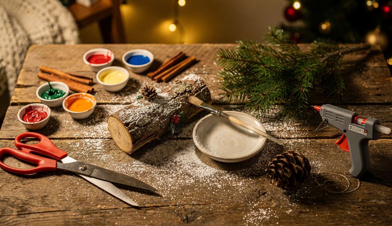 Décoration facile pour bûche de Noël
