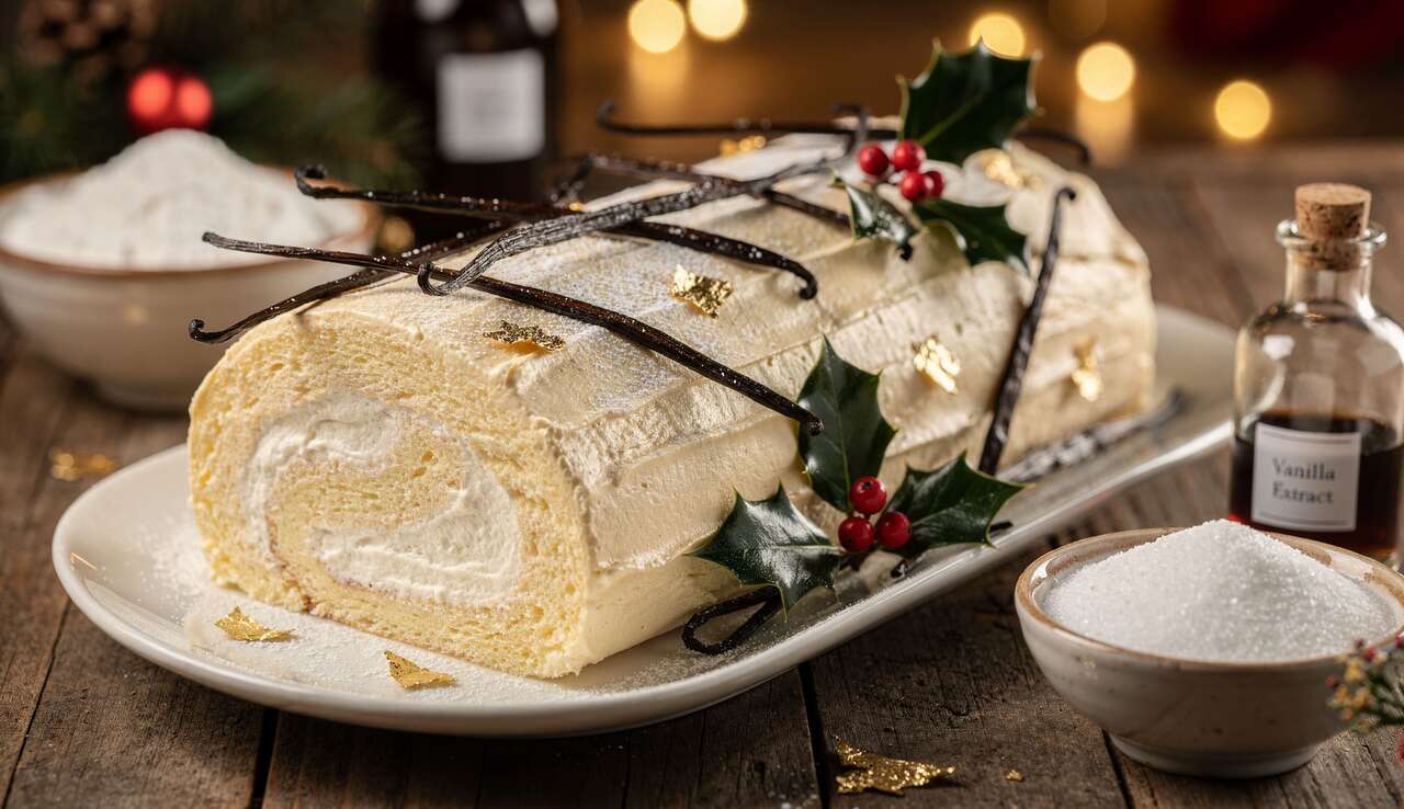 Bûche de Noël à la vanille facile : recette gourmande et festive