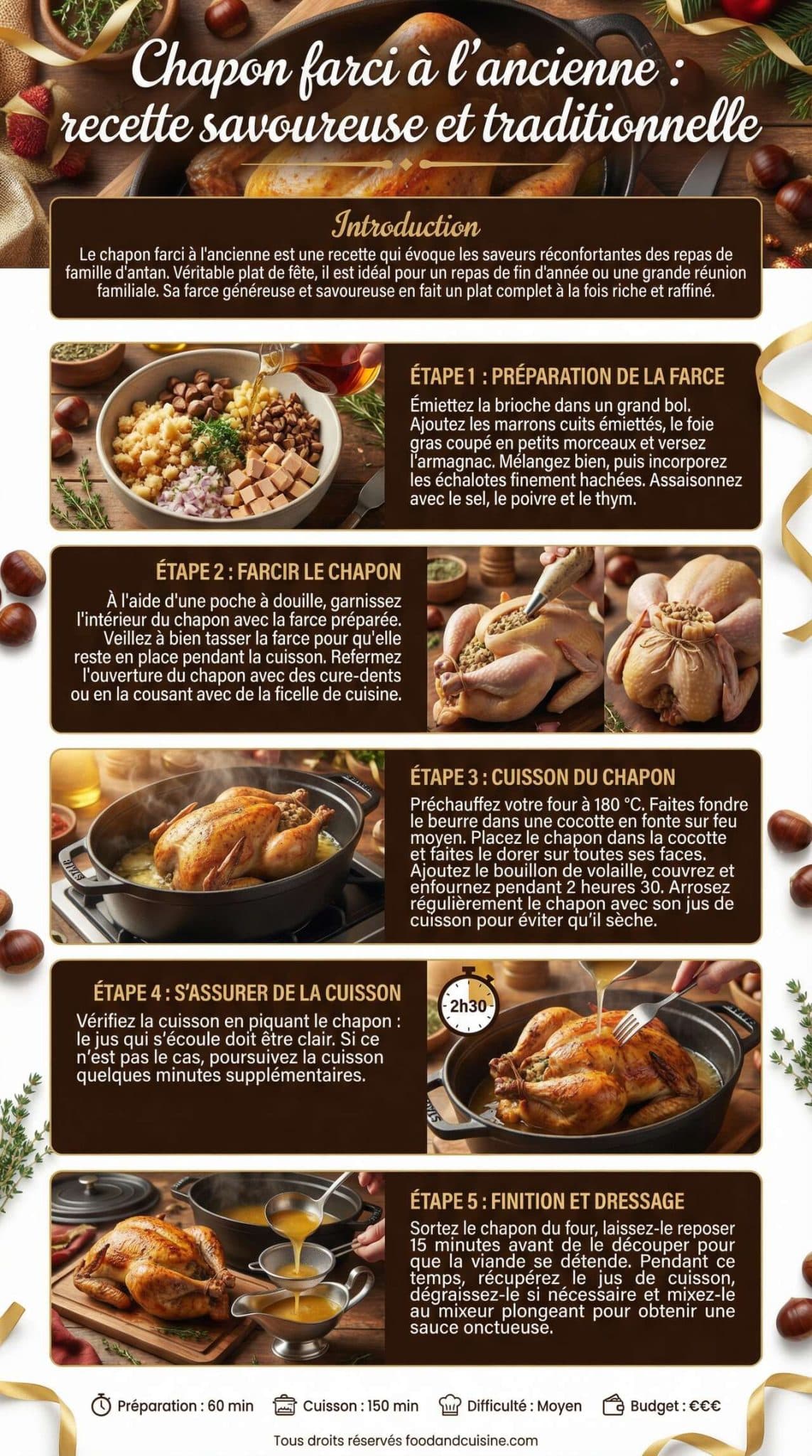 Fiche recette Chapon farci &agrave; l'ancienne : recette savoureuse et traditionnelle