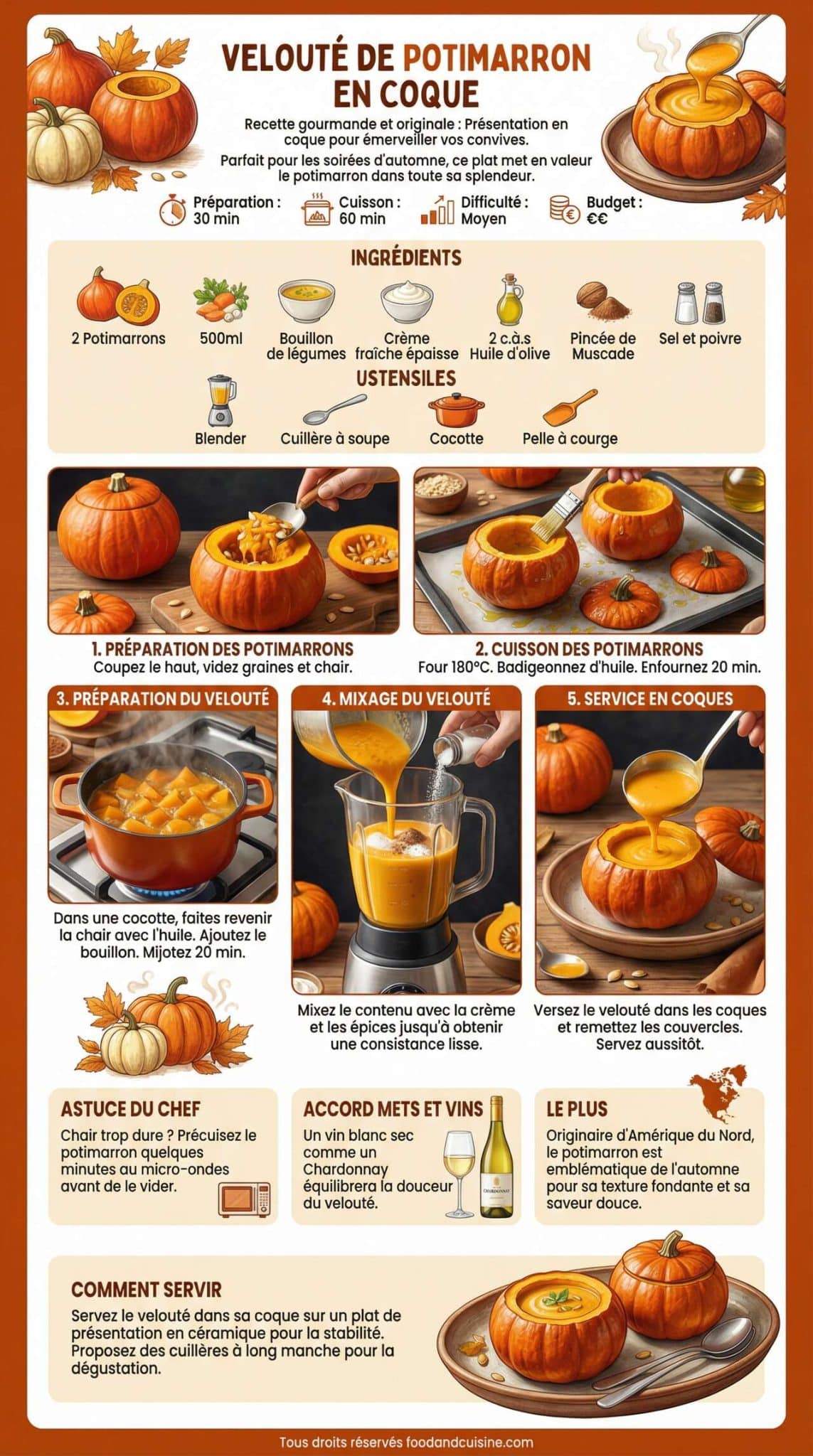 Fiche recette Velout&eacute; de potimarron en coque : recette gourmande et originale
