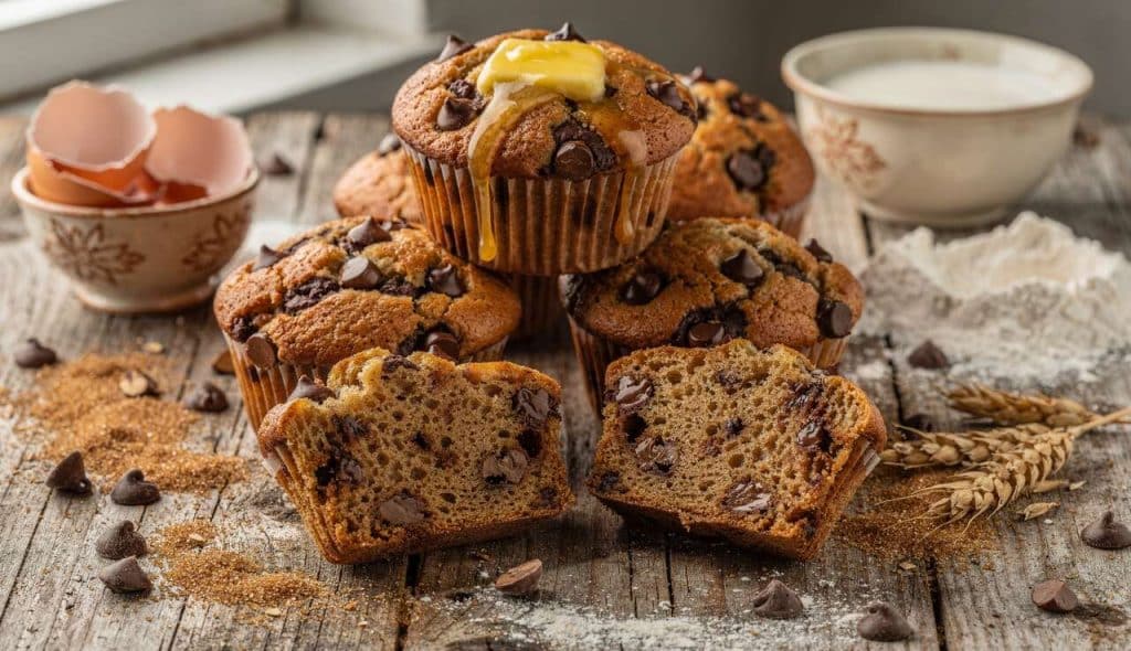 Muffins châtaignes et pépites de chocolat : recette gourmande