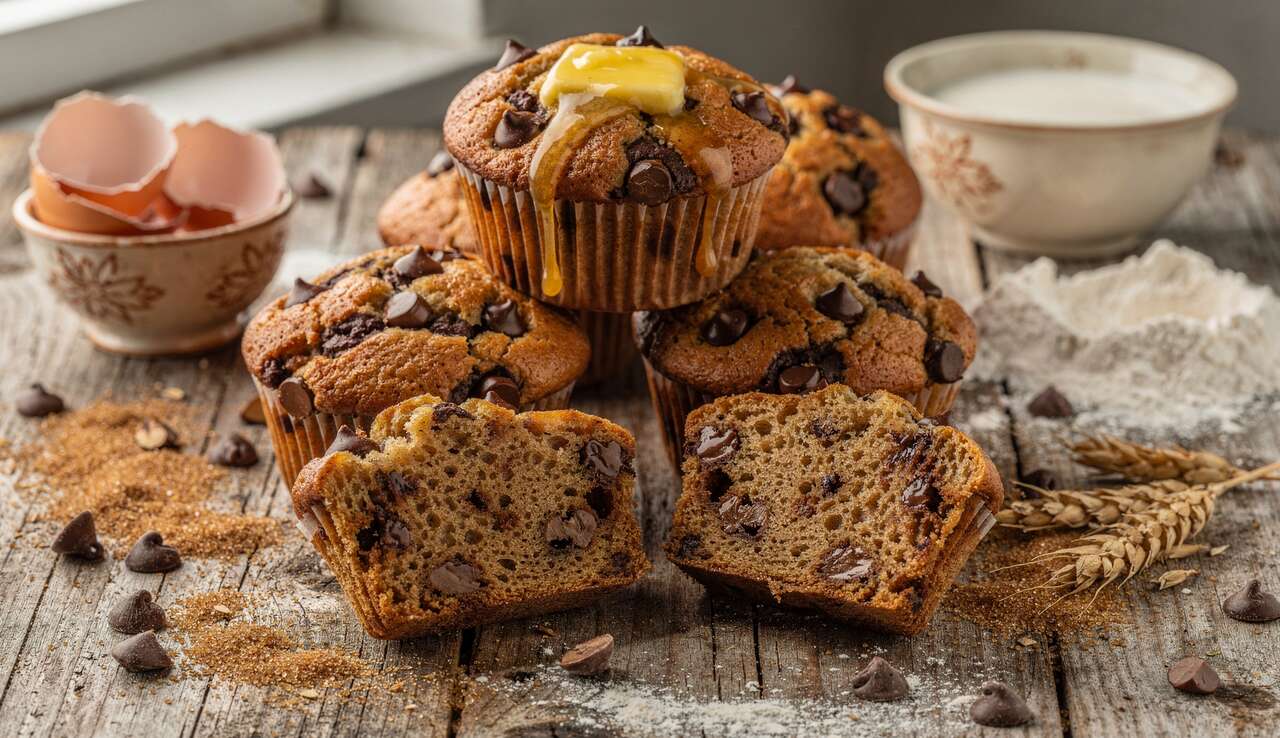 Muffins châtaignes et pépites de chocolat : recette gourmande