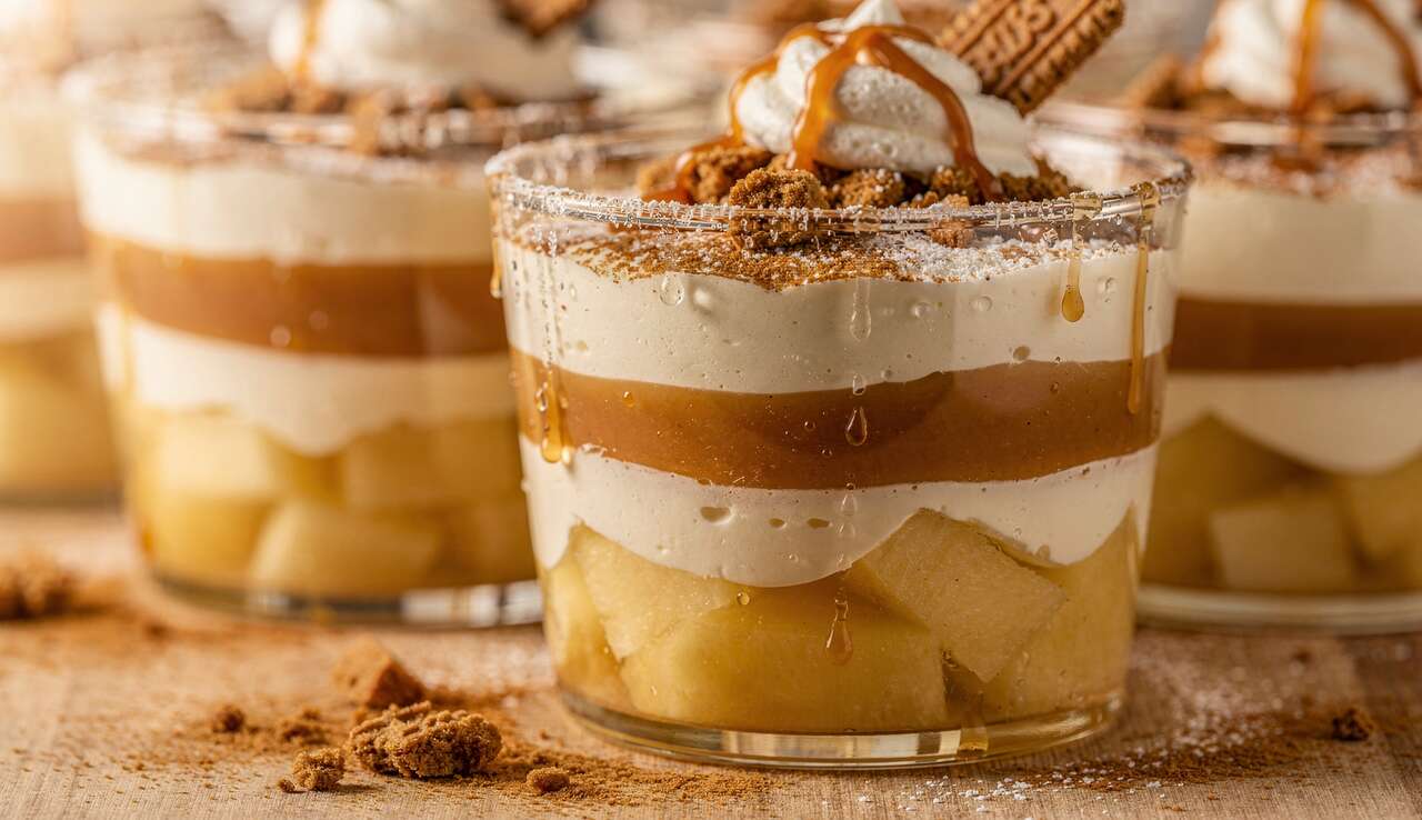 Verrines gourmandes aux pommes et caramel beurre salé