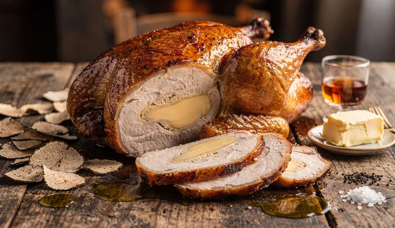 Chapon farci au foie gras : recette festive et gourmande
