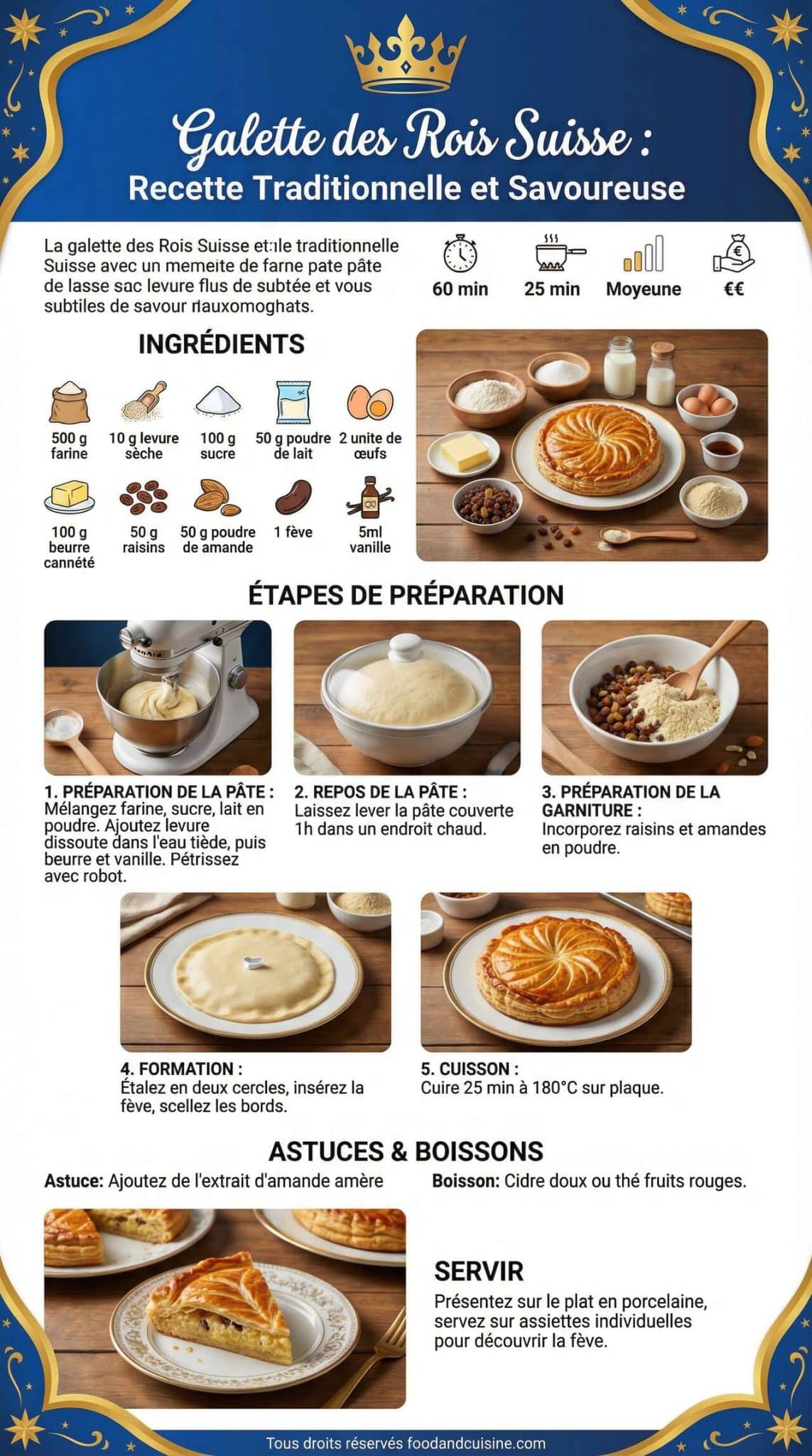 Fiche recette Galette des Rois Suisse : recette Traditionnelle et Savoureuse