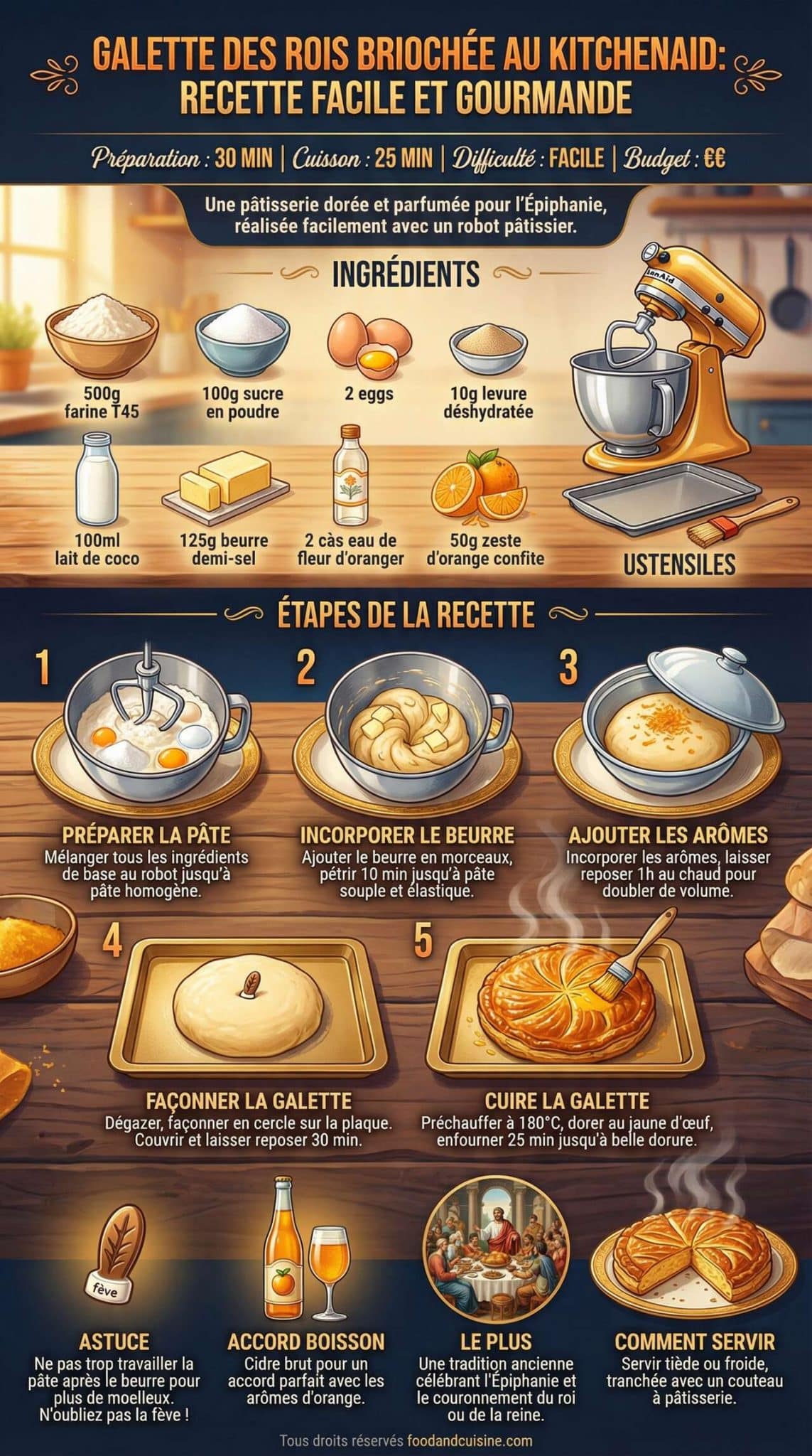 Fiche recette Galette des Rois brioch&eacute;e au Kitchenaid : recette facile et gourmande