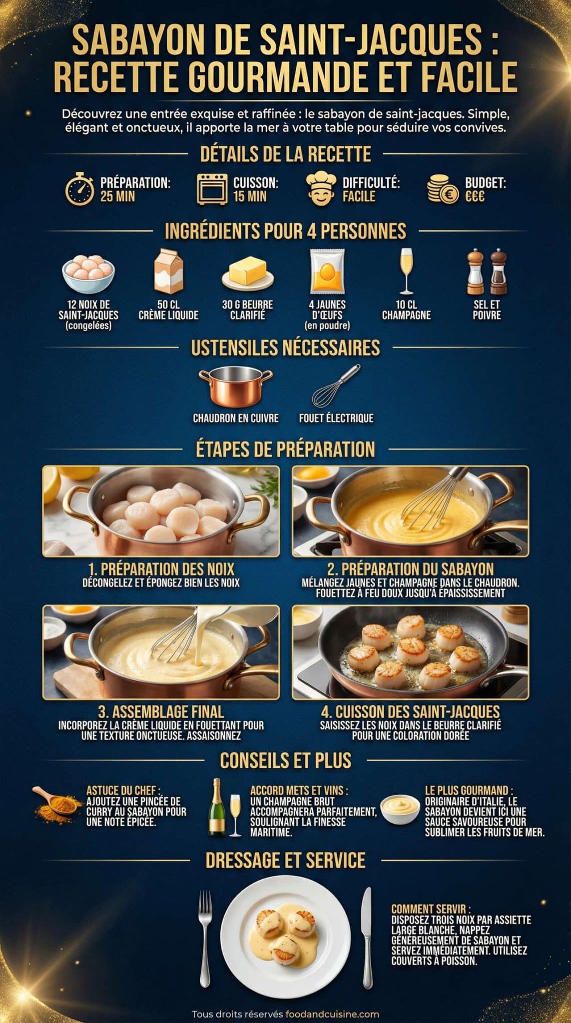 Fiche recette Sabayon de Saint-Jacques : recette gourmande et facile Fiche recette Sabayon de Saint-Jacques : recette gourmande et facile