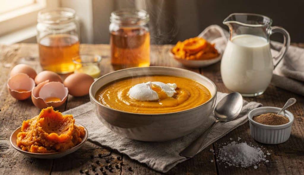 Soupe de potimarron et œuf poché : recette réconfortante