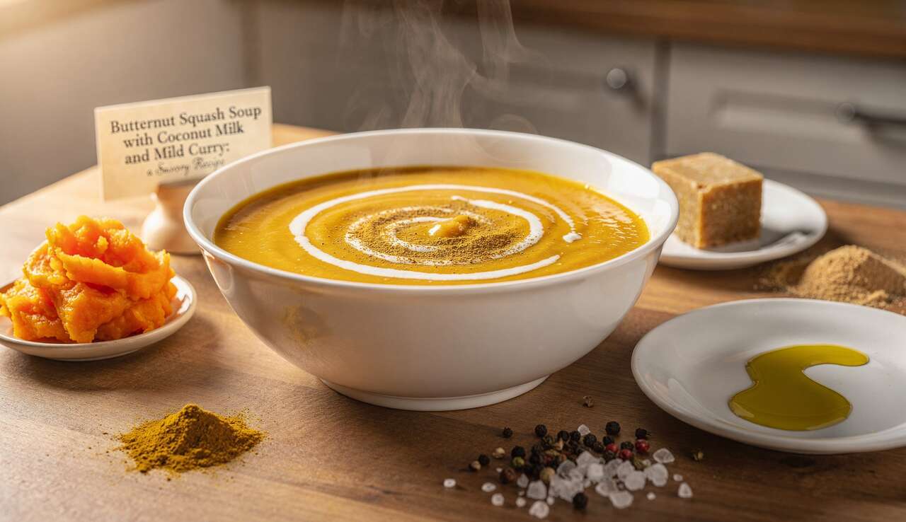 Soupe de butternut au lait de coco et curry doux : recette savoureuse
