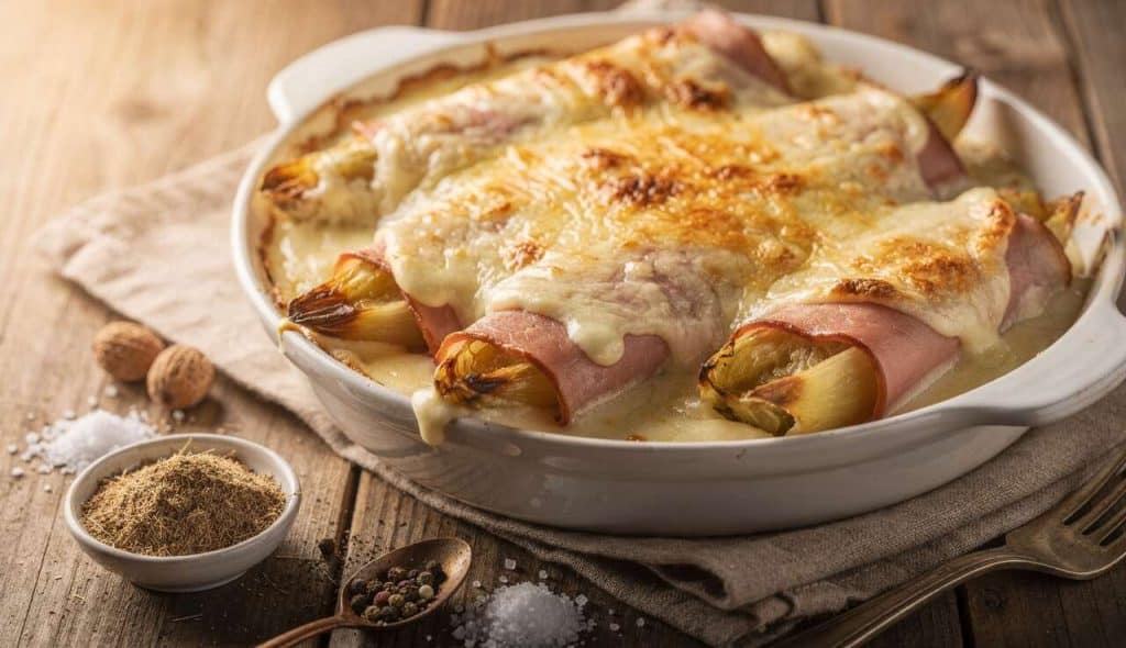 Recette des endives au jambon gratinées