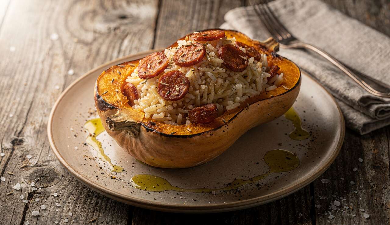 Butternut farcie au chorizo : recette facile au four