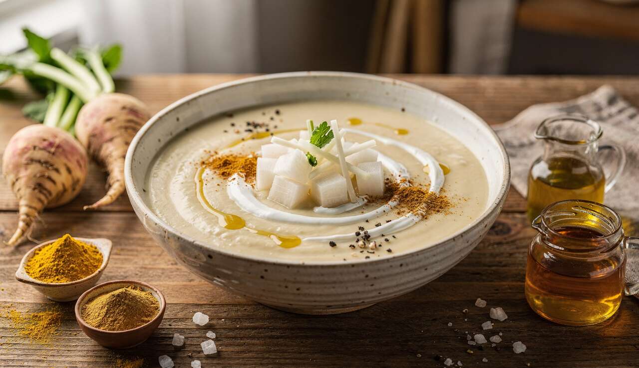 Velouté de navet au miel et gingembre : recette gourmande