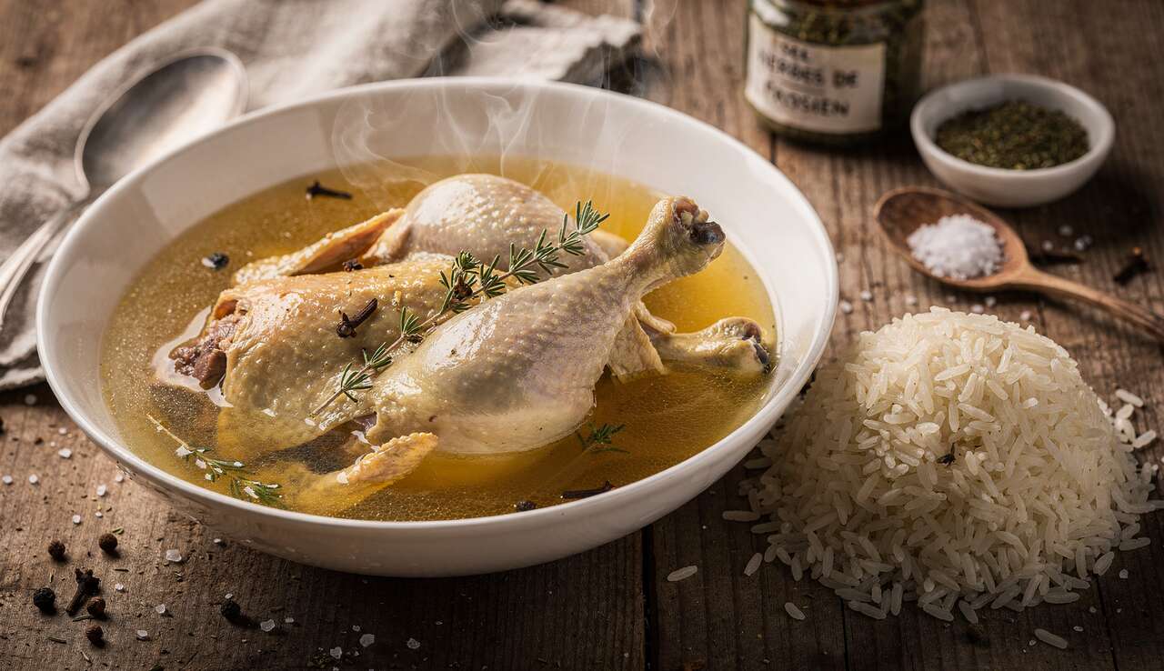 Recette traditionnelle de poule au pot et riz long