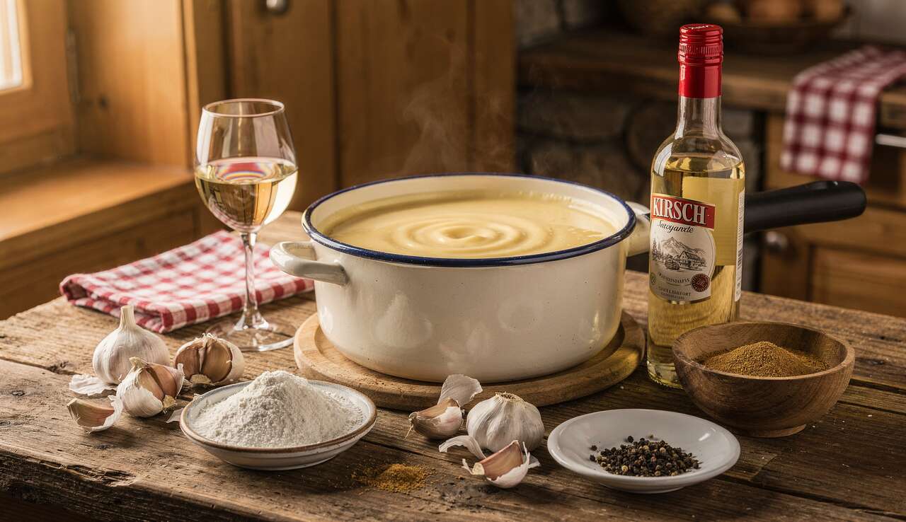 Fondue savoyarde : comté, beaufort et Emmental