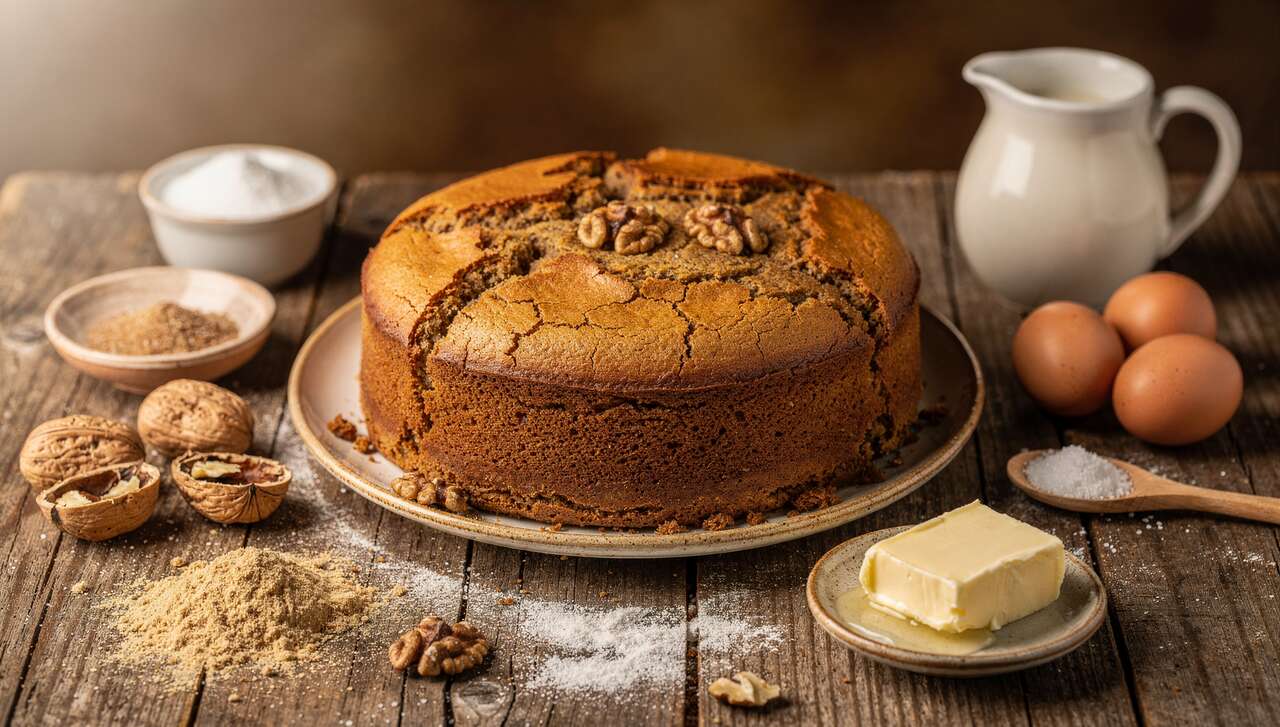 Gâteau à la farine de châtaigne et aux noix : recette facile