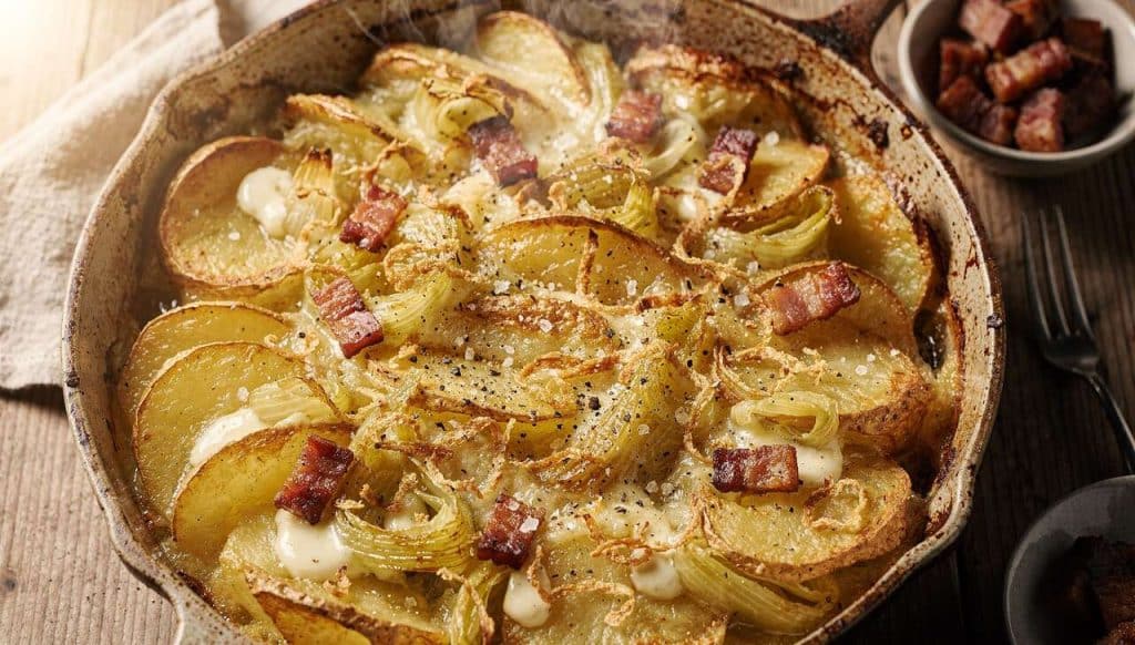 Tartiflette aux poireaux : recette gourmande au four