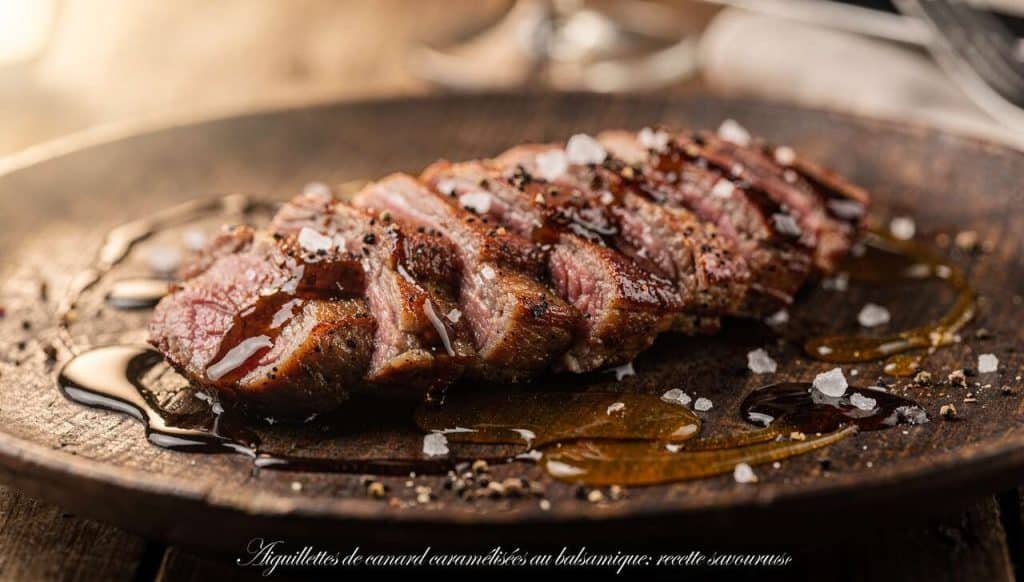 Aiguillettes de canard caramélisées au balsamique : recette savoureuse