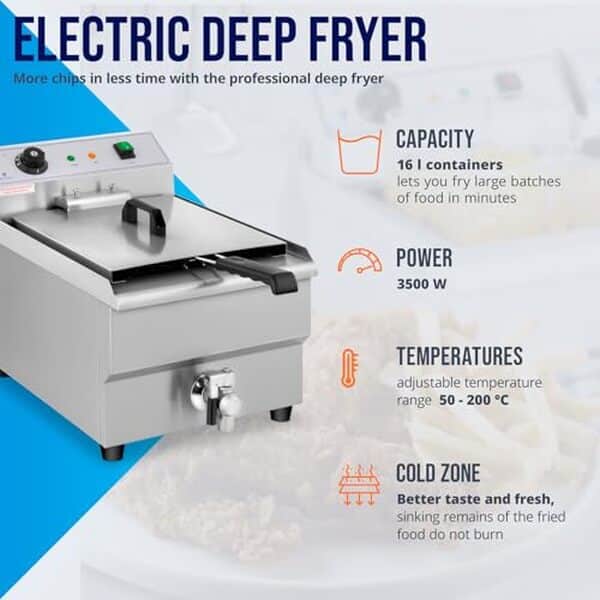 Découvrez notre test complet de la friteuse électrique Royal Catering Rcef 16eb : performance professionnelle, efficacité et fiabilité en cuisine professionnelle