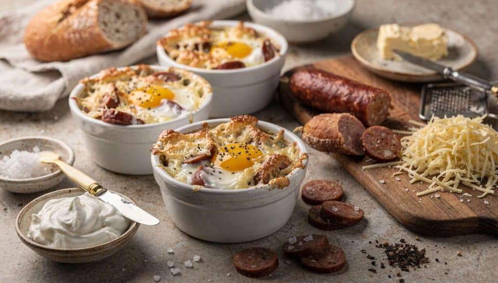 Oeufs cocotte aux saucisses Knacki : recette savoureuse