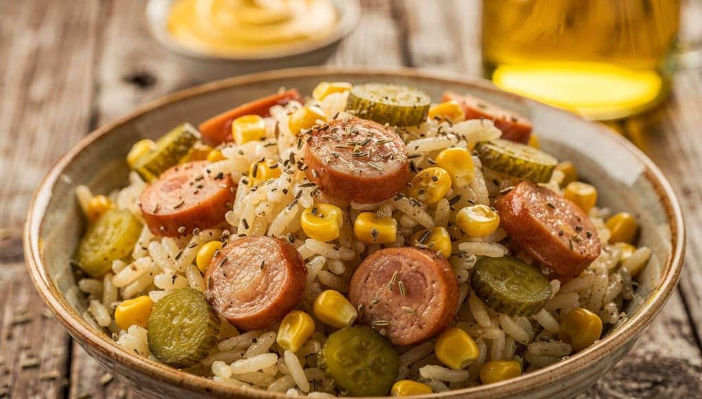 Salade de riz gourmande aux saucisses Knacki : recette facile et rapide