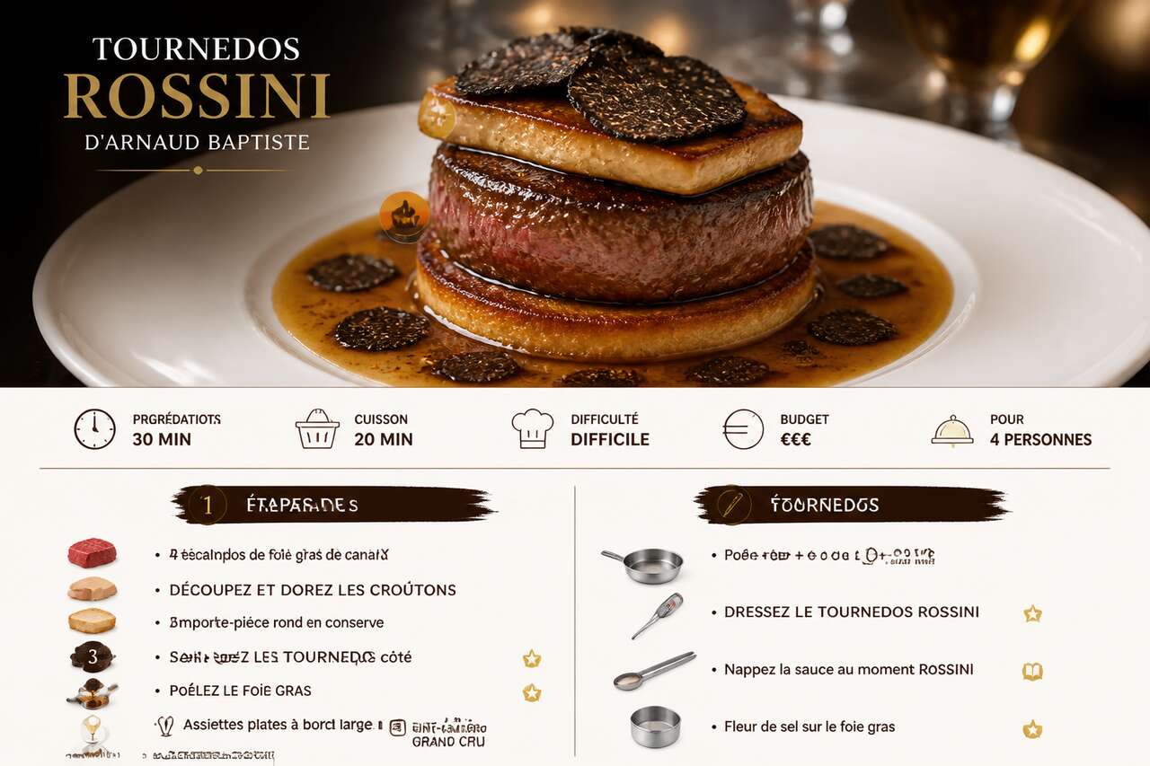 Fiche recette Tournedos rossini d'arnaud baptiste : recette gourmande