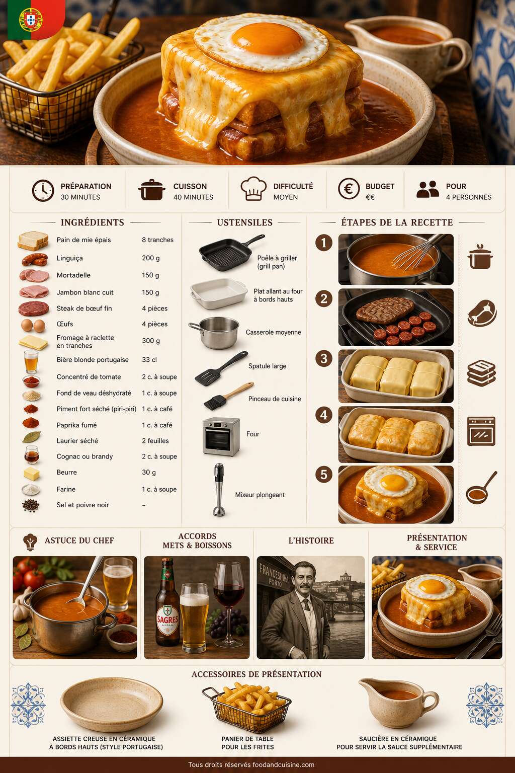 Fiche recette Recette authentique de la Francesinha portugaise