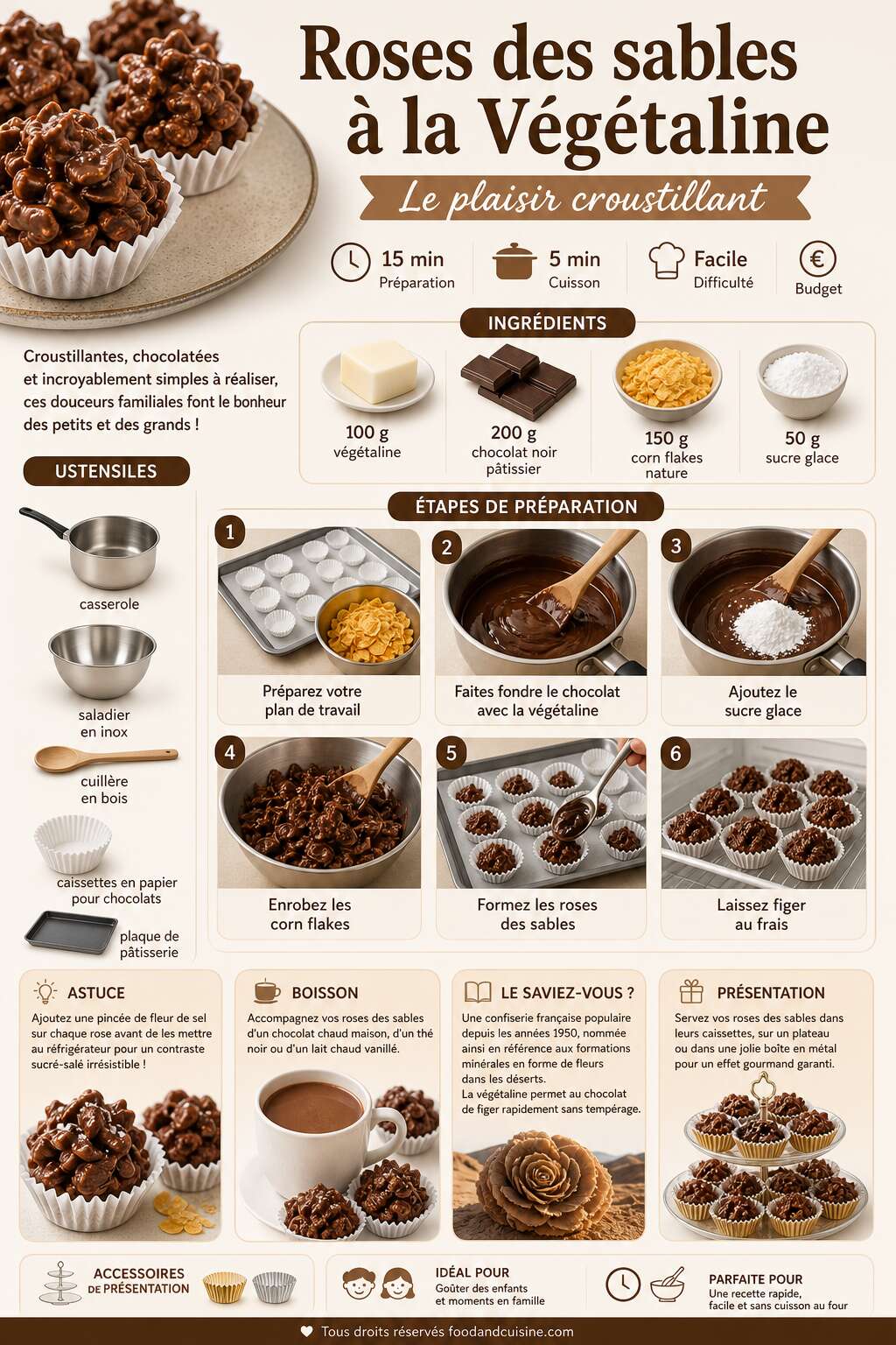Fiche recette Recette de roses des sables &agrave; la V&eacute;g&eacute;taline : le plaisir croustillant