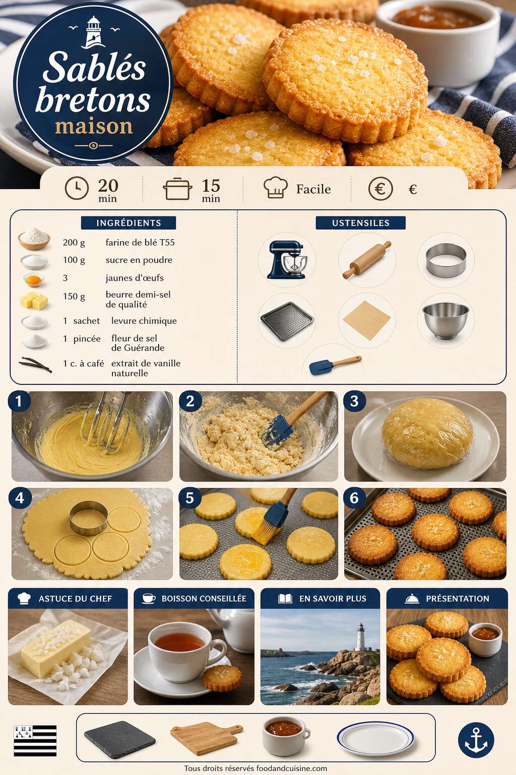 Fiche recette Sabl&eacute;s bretons maison : recette facile et savoureuse
