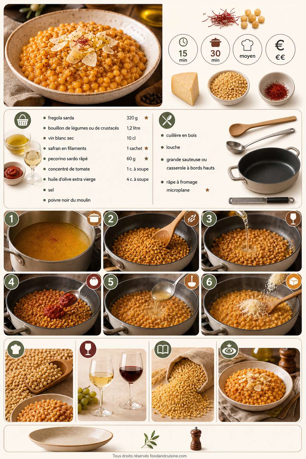 Fiche recette Risotto &agrave; la fregola sarda : recette authentique