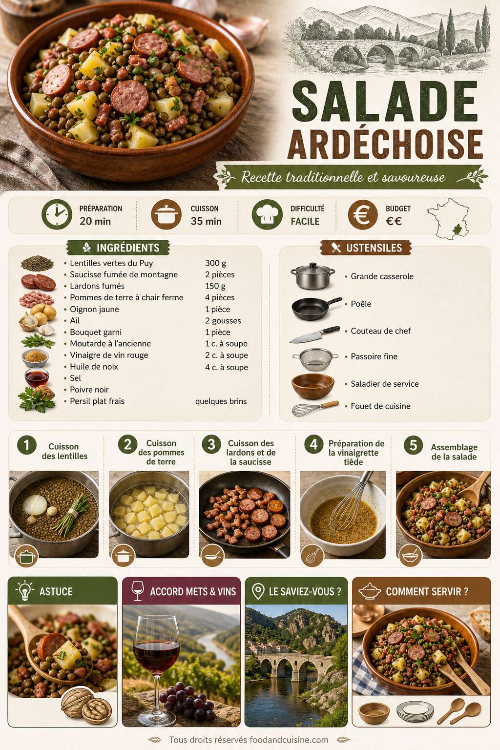 Fiche recette Salade ard&eacute;choise : recette traditionnelle et savoureuse
