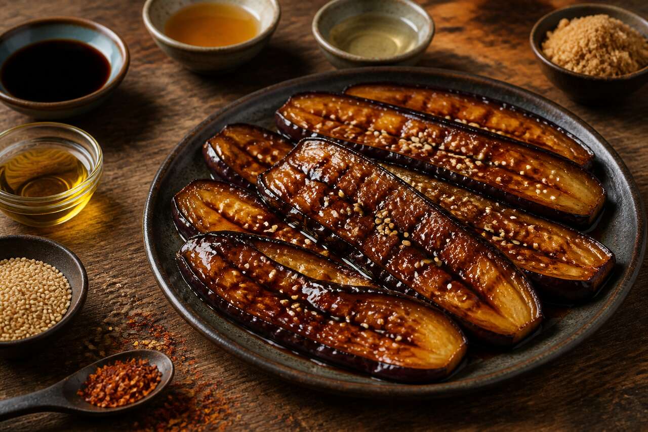Aubergines grillées à la japonaise : recette au glaçage teriyaki