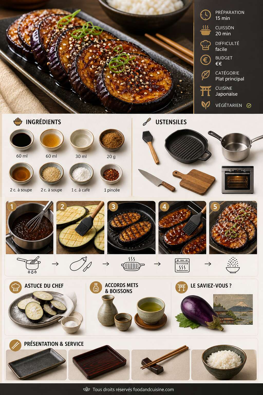 Fiche recette Aubergines grill&eacute;es &agrave; la japonaise : recette au gla&ccedil;age teriyaki