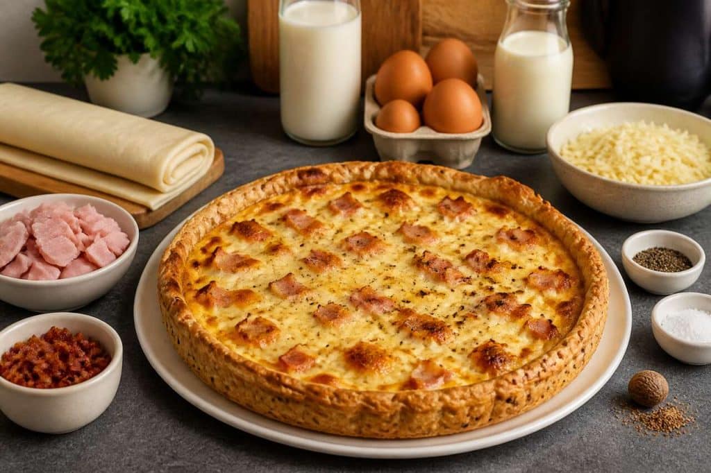 Recette savoureuse : quiche au jambon et lardons