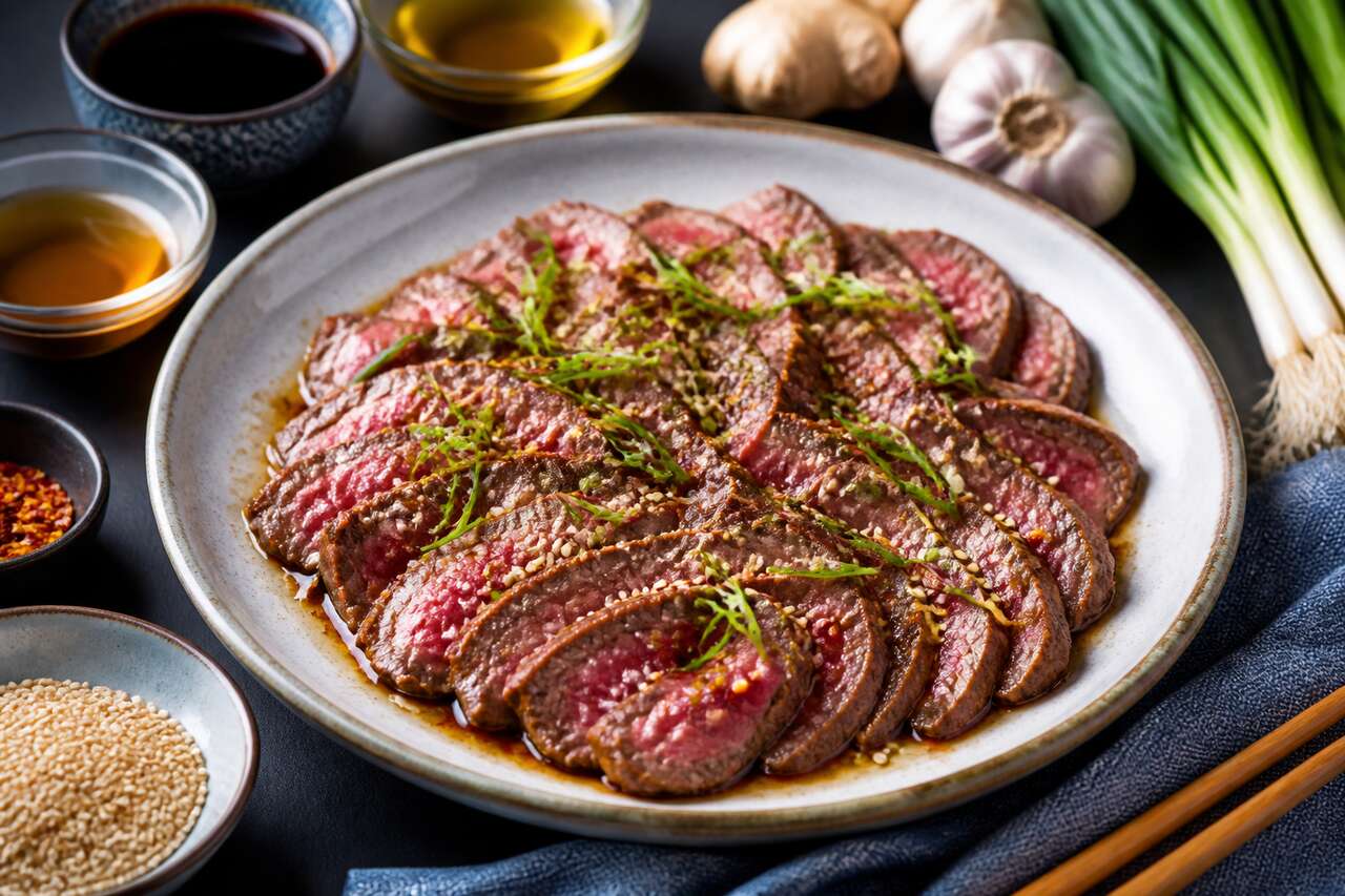 Bœuf mariné à la vinaigrette asiatique de Cyril Lignac : une recette savoureuse